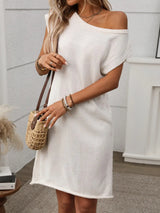 One Shoulder Mini Sweater Dress - Trendsi - Flyclothing LLC