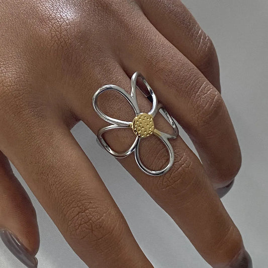 Two-Tone Daisy Flower Ring - Trendsi - Flyclothing LLC