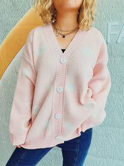 Polka Dot Button Up Cardigan - Trendsi
