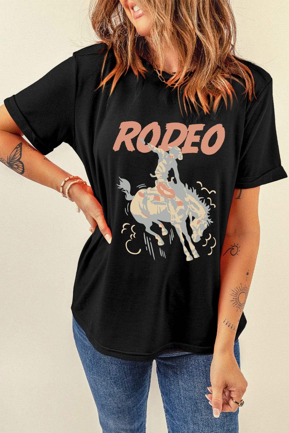 Graphic Round Neck Short Sleeve T-Shirt - Trendsi - Flyclothing LLC
