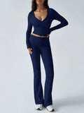 Devine Ruched Long Sleeve Top and Pants Set - Trendsi - Flyclothing LLC