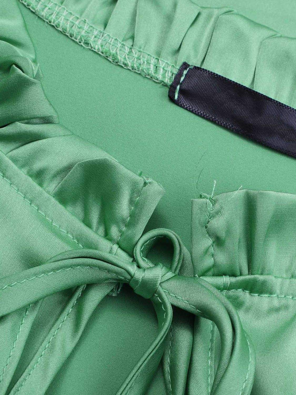 Frill Tied Lantern Sleeve Blouse - Trendsi - Flyclothing LLC