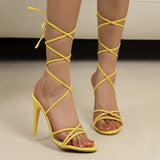 Cross Strap Stiletto Sandals - Trendsi