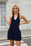 Halter Neck Romper with Pockets - Trendsi