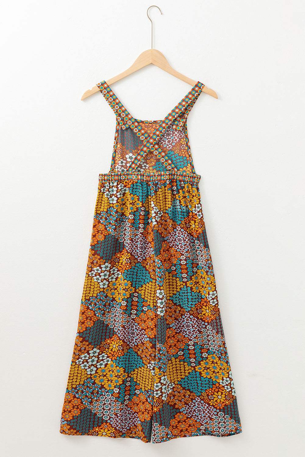 Floral Crisscross Strap Wide Leg Overalls - Trendsi - Flyclothing LLC