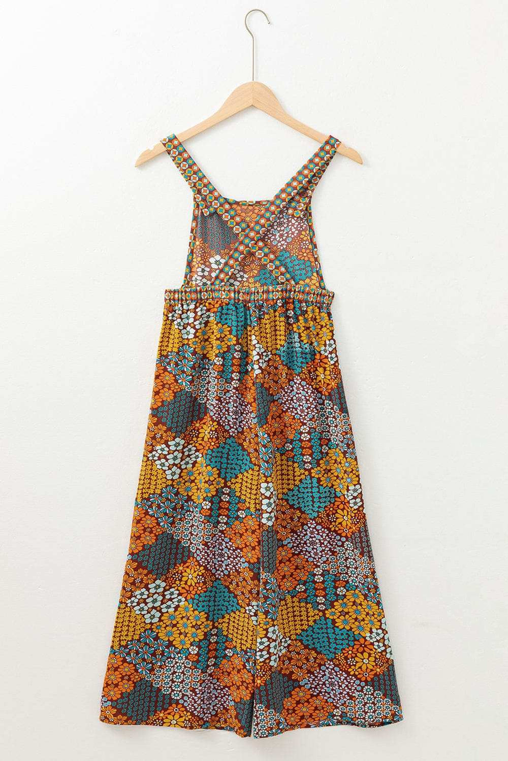 Floral Crisscross Strap Wide Leg Overalls - Trendsi - Flyclothing LLC