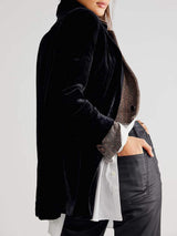Lapel Collar Long Sleeve Blazer with Pockets - Trendsi - Flyclothing LLC