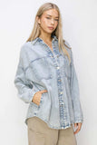 RISEN Button Up Long Sleeve Shacket - Trendsi - Flyclothing LLC