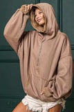 BiBi Stitch Detailed Elastic Hem Half Zip Fleece Hoodie - Trendsi - Flyclothing LLC