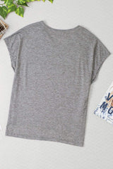 Heathered V-Neck Short Sleeve T-Shirt - Trendsi - Flyclothing LLC