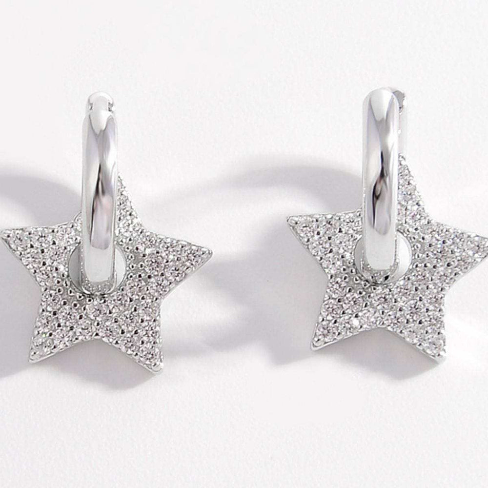 925 Sterling Silver Zircon Star Earrings - Trendsi - Flyclothing LLC