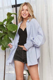 ADORA High-Low Striped Button Down Smocked Lantern Sleeve Shirt - Trendsi - Flyclothing LLC
