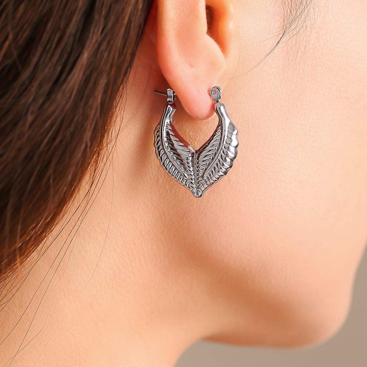 Titanium Steel Leaf Shape Earrings - Trendsi - Flyclothing LLC