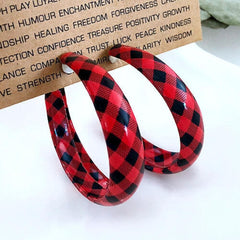 Plaid PU Leather Hoop Earrings - Trendsi