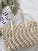 Solid Color Woven Tote Bag - Trendsi - Flyclothing LLC