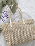 Solid Color Woven Tote Bag - Trendsi