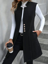 Button Up Longline Vest Coat - Trendsi - Flyclothing LLC