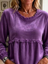Fringed Hem Long Sleeve T-Shirt - Trendsi - Flyclothing LLC
