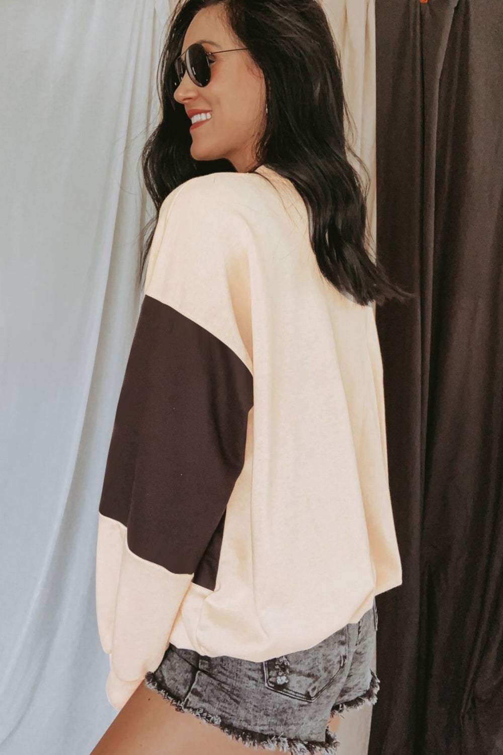 Round Neck Long Sleeve Sweatshirt - Trendsi - Flyclothing LLC