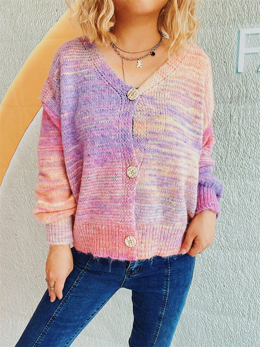 Button Up Long Sleeve Cardigan - Trendsi