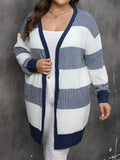 Plus Size Open Front Long Sleeve Cardigan - Trendsi