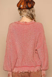 POL Distressed Washed Drop Shoulder Sweater - Trendsi