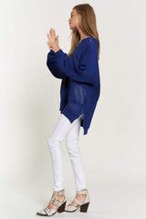 Davi & Dani Openwork Side Slit Drop Shoulder Knit Cover Up - Trendsi - Flyclothing LLC