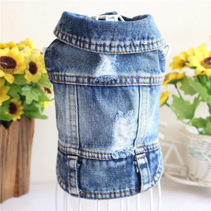 Designer Dog Clothes Small Dog Denim Jacket Coat Cat Costume Puppy Jeans Vest Spring Clothing - My Store - Flyclothing LLC