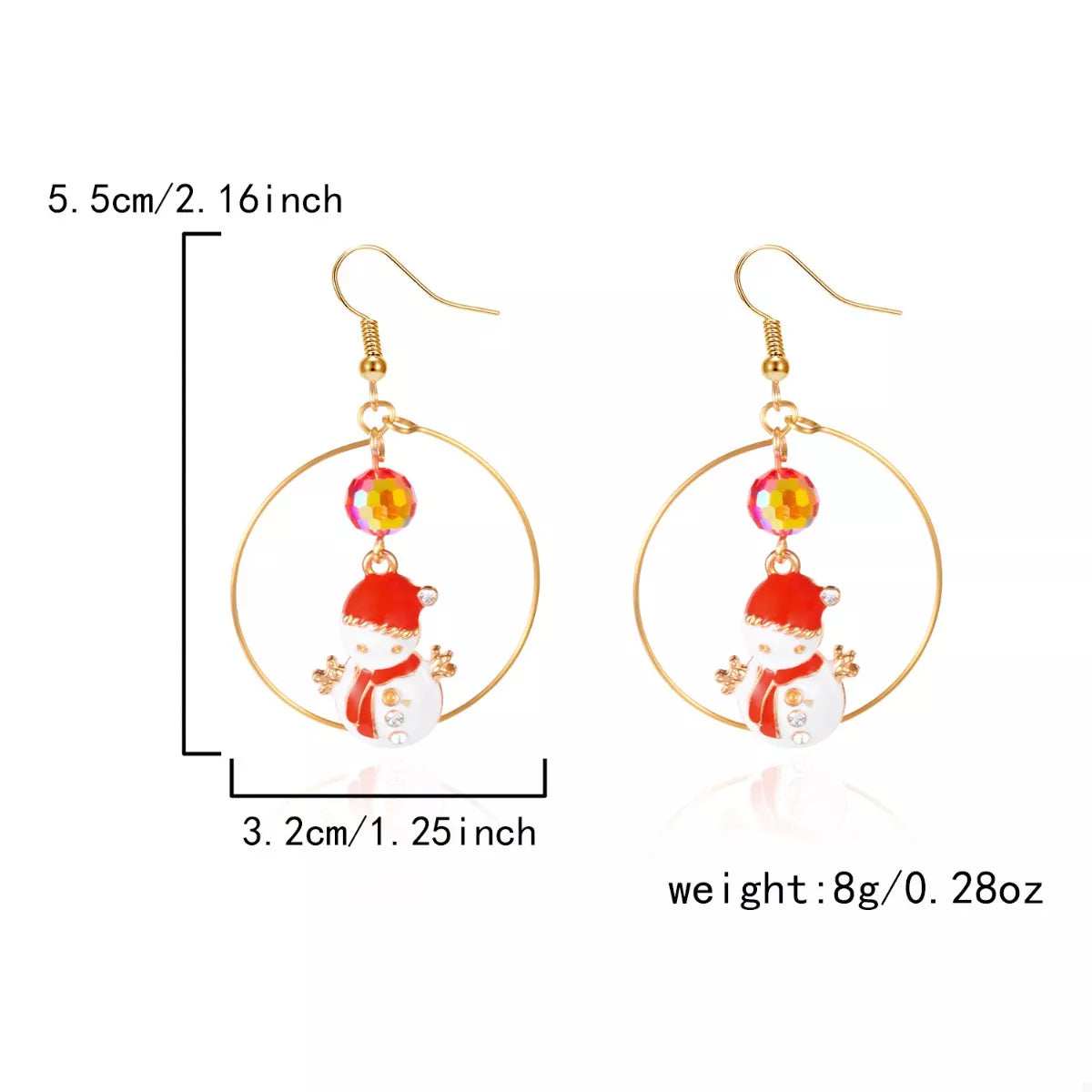 18K Gold-Plated Christmas Snowman Earrings - Trendsi - Flyclothing LLC