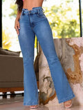 Washed Slim High Rise Flared Jeans - Trendsi