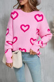 Angel Wings Heart Round Neck Dropped Shoulder Long Sleeve Sweater - Trendsi