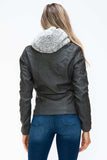 YMI Removable Faux Layered Multi-Pocket Jacket with Fuzzy Hood - Trendsi - Flyclothing LLC