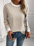 Ivy Lane Striped Round Neck Long Sleeve Sweatshirt - Trendsi