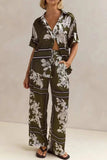Printed Button Up Shirt and Pants Set - Trendsi - Flyclothing LLC