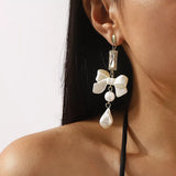 Bowknot Pearl Drop Earrings - Trendsi - Flyclothing LLC