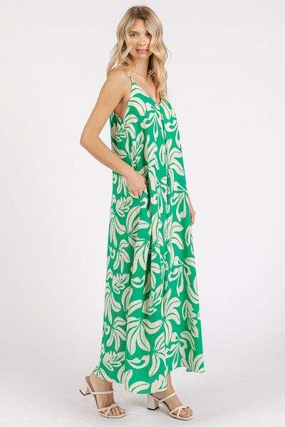 Mittoshop Printed V-Neck Maxi Cami Dress with Pockets - Trendsi - Flyclothing LLC