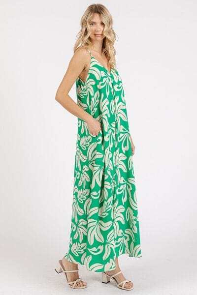 Mittoshop Printed V-Neck Maxi Cami Dress with Pockets - Trendsi - Flyclothing LLC