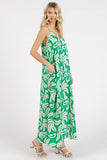 Mittoshop Printed V-Neck Maxi Cami Dress with Pockets - Trendsi