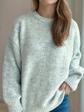 Round Neck Long Sleeve Sweater - Trendsi - Flyclothing LLC