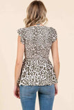 Mittoshop Leopard Print Ruffle Smock Blouse - Trendsi - Flyclothing LLC