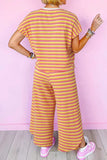 Striped Round Neck Short Sleeve Top and Pants Set - Trendsi - Flyclothing LLC