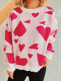 Heart Round Neck Long Sleeve Sweater - Trendsi - Flyclothing LLC