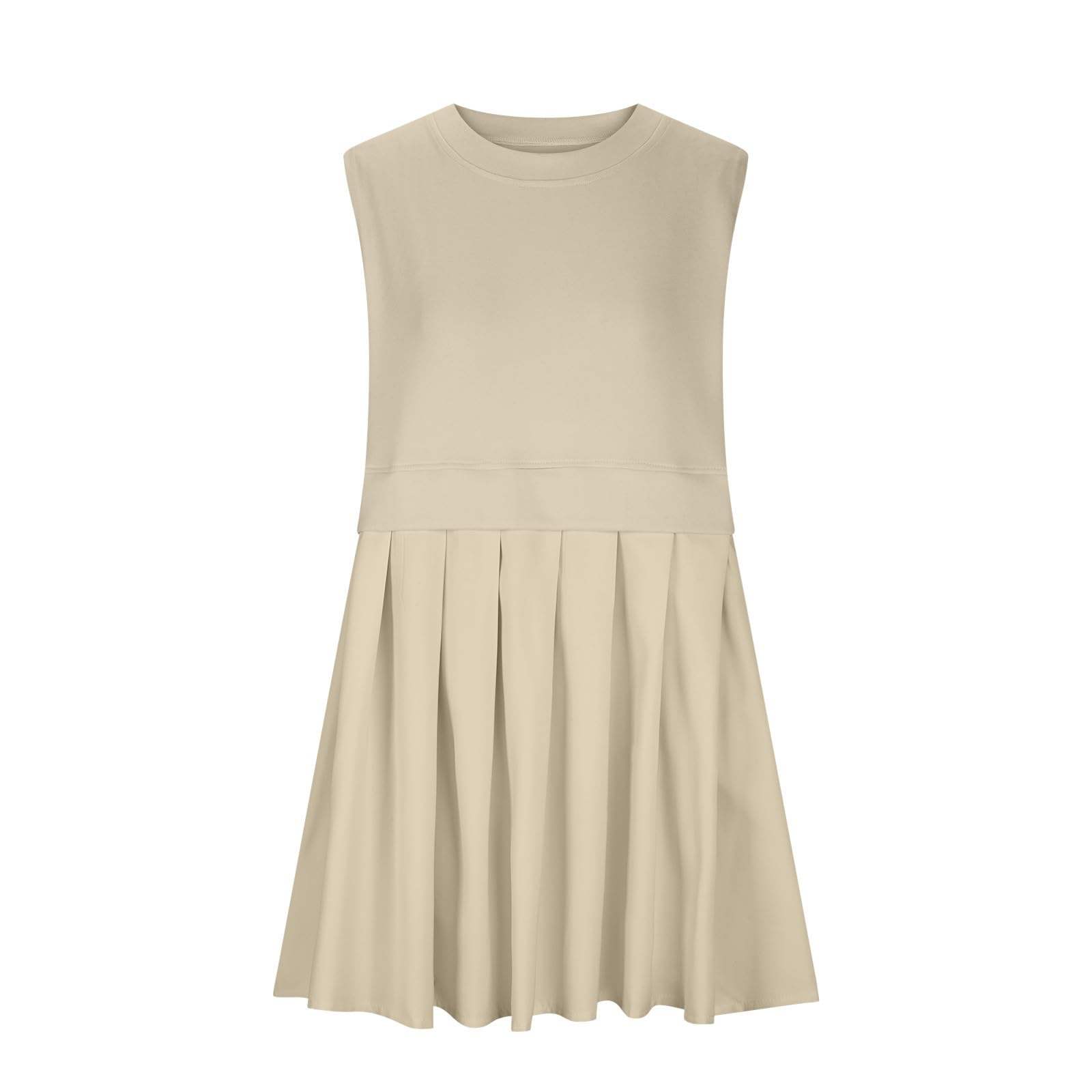 Pleated Round Neck Sleeveless Mini Dress - Trendsi - Flyclothing LLC