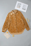 Button Down Loose Fit Velvet Shirt - Trendsi - Flyclothing LLC