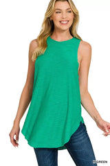 Zenana Curved Hem Slub Tunic Tank - Trendsi - Flyclothing LLC
