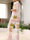 Printed Button Up Shirt and Pants Set - Trendsi - Flyclothing LLC