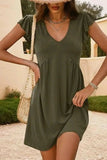 V-Neck Ruffled Cap Sleeve Dress - Trendsi - Flyclothing LLC
