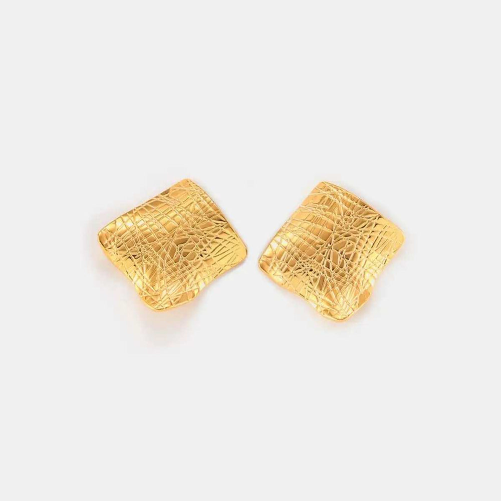 Textured Titanium Steel Stud Earrings - Trendsi - Flyclothing LLC
