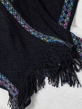 Fringe Half Sleeve Hooded Poncho - Trendsi