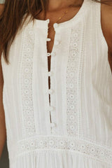 Half Button Sleeveless Mini Dress - Trendsi - Flyclothing LLC